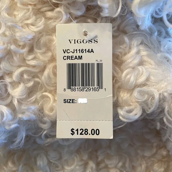 Vigoss Soft Curly Faux Lamb Teddy Cream Jacket Waist Coat Size L - Picture 9 of 9